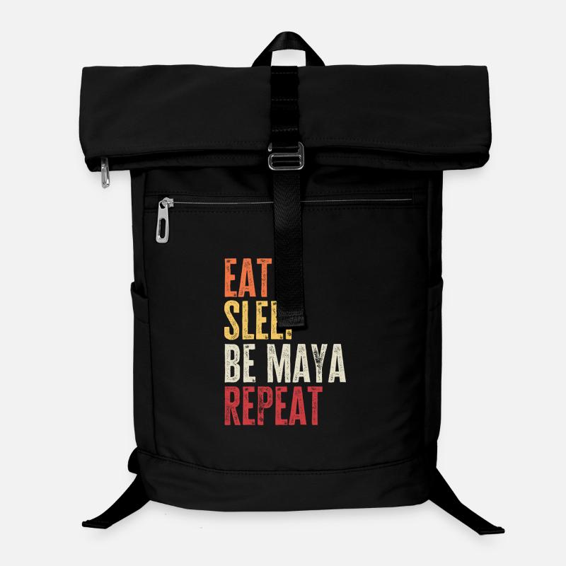 Iss, schlaf, sei Maya, wiederhole Retro-Name Laptop-Rucksack 