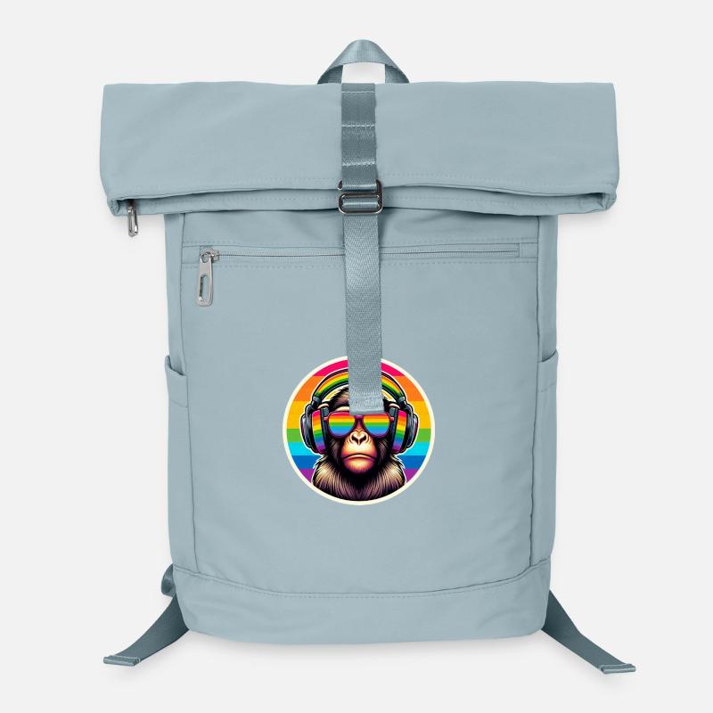 Affe Kopfhörer Brille Regenbogen bunt Laptop-Rucksack 