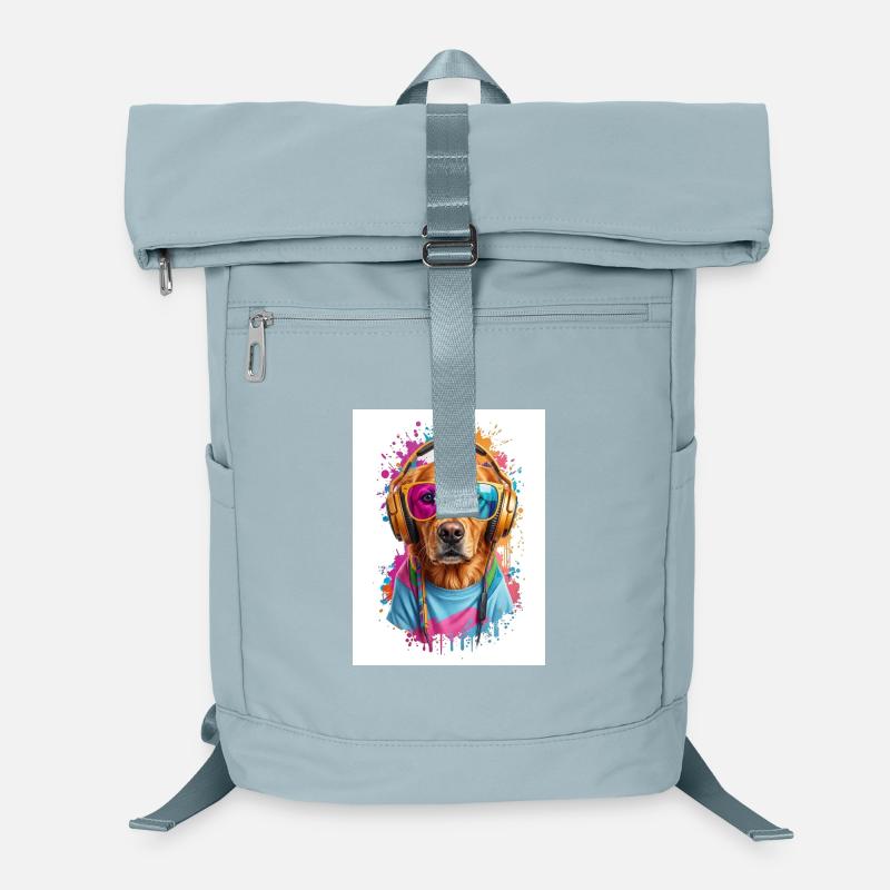 Bunter Hund mit Kopfhörern Laptop-Rucksack 