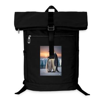 Pinguin mit Jungtier auf Eisscholle am Südpol - Laptop-Rucksack  - Schwarz - Vorne