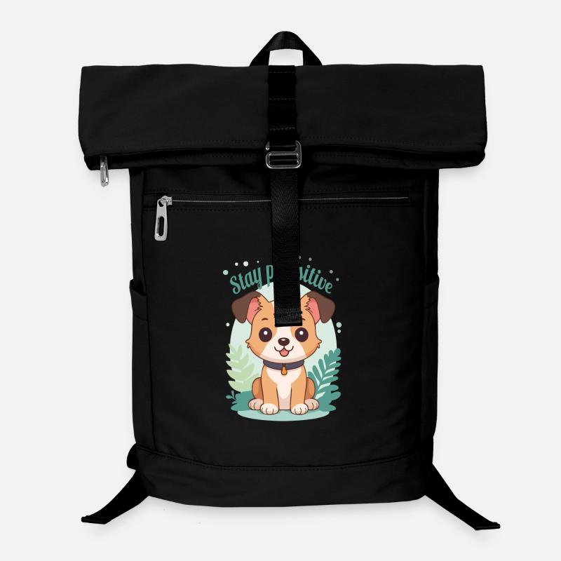 Stay Pawsitive - Conception de chien de dessin animé mignon - Sac à dos ordinateur - noir