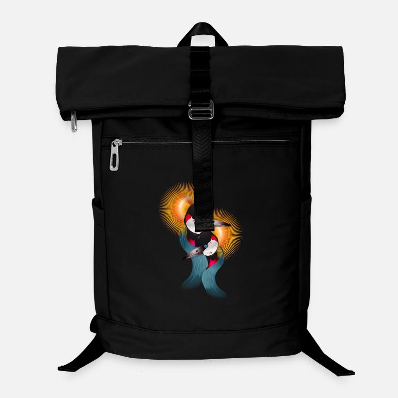 Zwei kunstvolle Kronenkraniche in Harmonie Laptop-Rucksack 