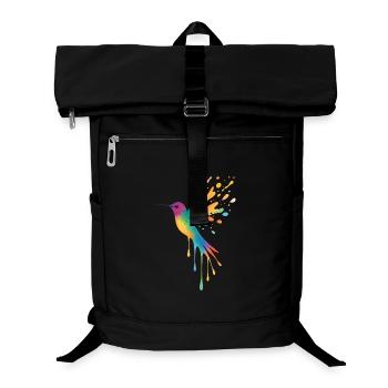 Aquarell Hummingbird: Mehrfarbiger Vogelsplash - Laptop-Rucksack  - Schwarz - Vorne