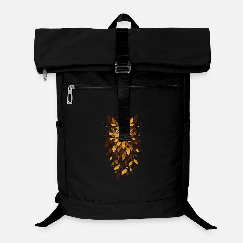 Motif de feuilles de chouette dorée Sac à dos ordinateur