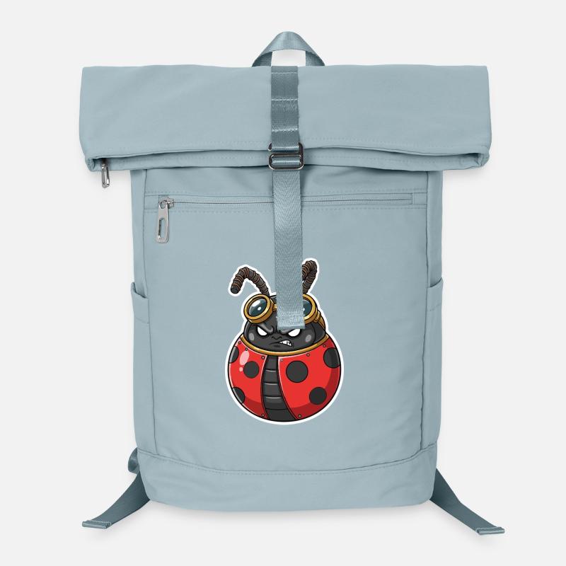 Steampunk Ladybug Red and Chrome Armor Laptop Backpack