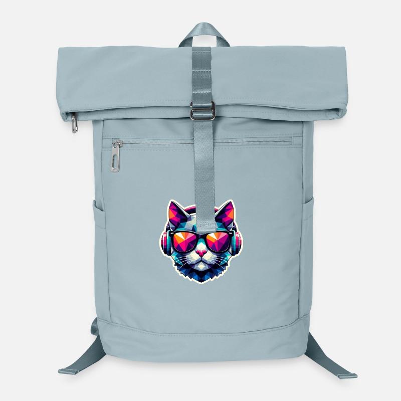 Katze Brille Kopfhörer bunt polygon Laptop-Rucksack 