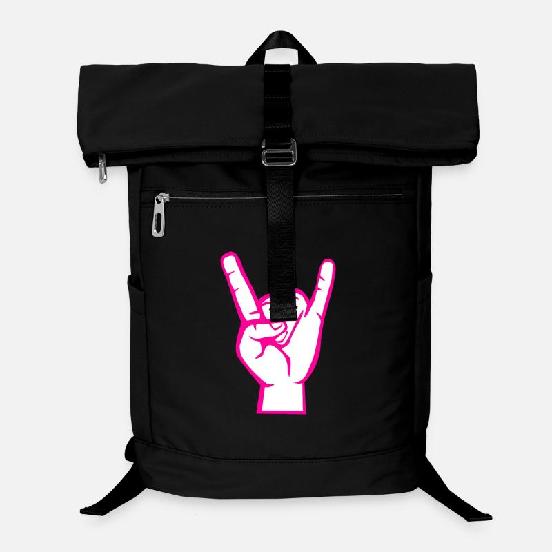 Hand with Rock- Metal -Satan Symbol Pink Laptop Backpack