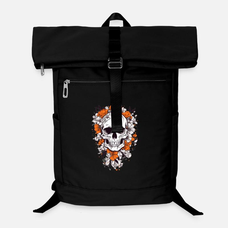 Crâne avec des fleurs Sac à dos ordinateur