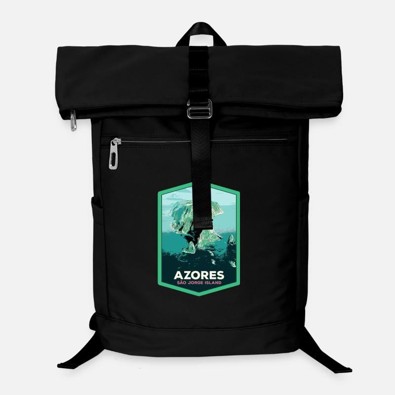 Illustration Insel São Jorge aus der Luft, Azoren Laptop-Rucksack 
