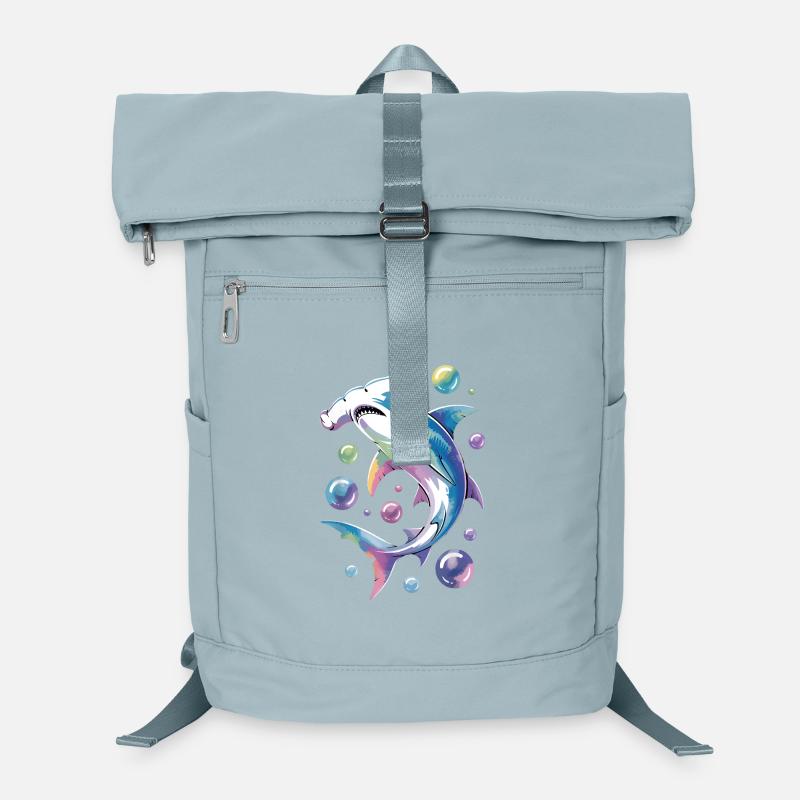 Lebendiger Hai mit Blasenakzenten Laptop-Rucksack 