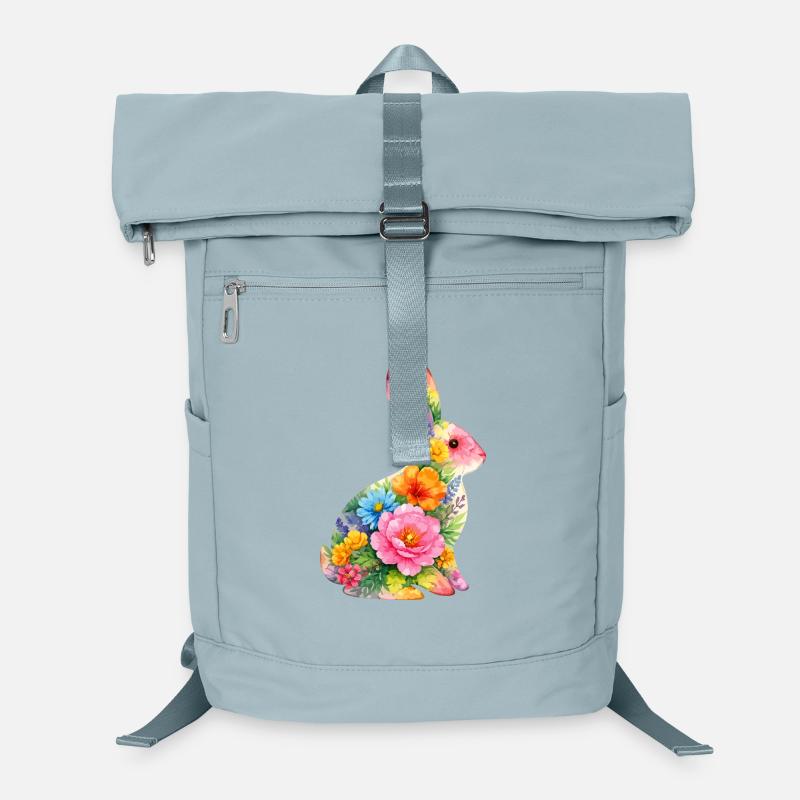 Bunny Watercolor Flowers Easter Laptop Backpack
