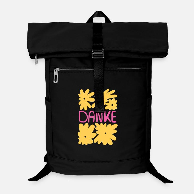Danke - gelbe Blumen mit pink Laptop-Rucksack 