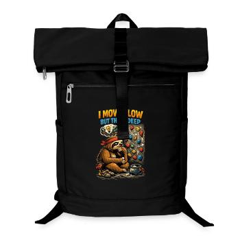 Faultier beim Bouldern – Comic Klettern Shirt - Laptop-Rucksack  - Schwarz - Vorne