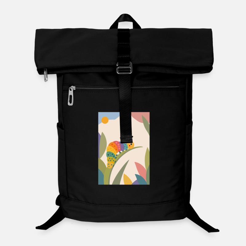 Colorful Caterpillar on Leaf – Cute Animal Motif Laptop Backpack
