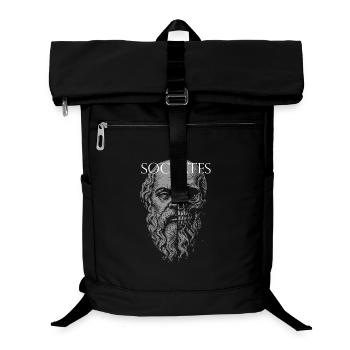 Socrates Half-Skull Portrait Design - Laptop Backpack - black - Front