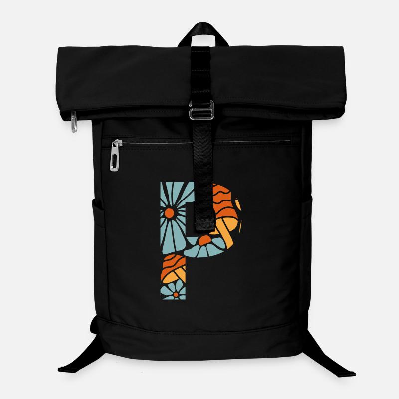 Buchstabe p groovige Blumen Geschenkidee Laptop-Rucksack 