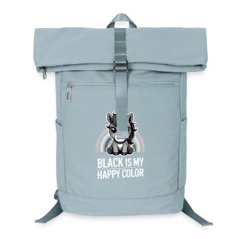 Grauer Einhorn-Regenbogen: Schwarz ist meine fröhliche Farbe - Laptop-Rucksack  - Eisblau - Vorne