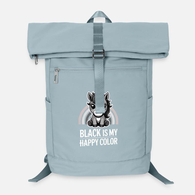 Grauer Einhorn-Regenbogen: Schwarz ist meine fröhliche Farbe Laptop-Rucksack 