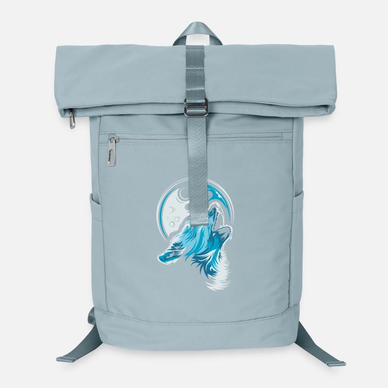 blauer Wolf Mond jaulen Illustration Waldtiere Laptop-Rucksack 