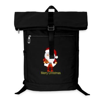 Weihnachtsmann mit Geschenkpaket - Laptop-Rucksack  - Schwarz - Vorne