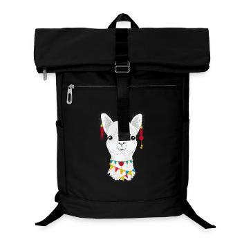 Colourfully decorated alpaca – charming animal motif - Laptop Backpack - black - Front