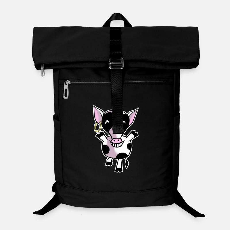 Glückliche Kuh - Laptop-Rucksack  - Schwarz