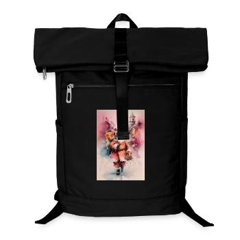 Städtischer Aquarell-Weihnachtsmann und Geschenke - Laptop-Rucksack  - Schwarz - Vorne