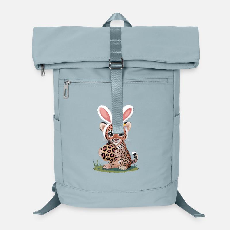  Süßes Oster Leopard Baby mit Hasenohren und Laptop-Rucksack 
