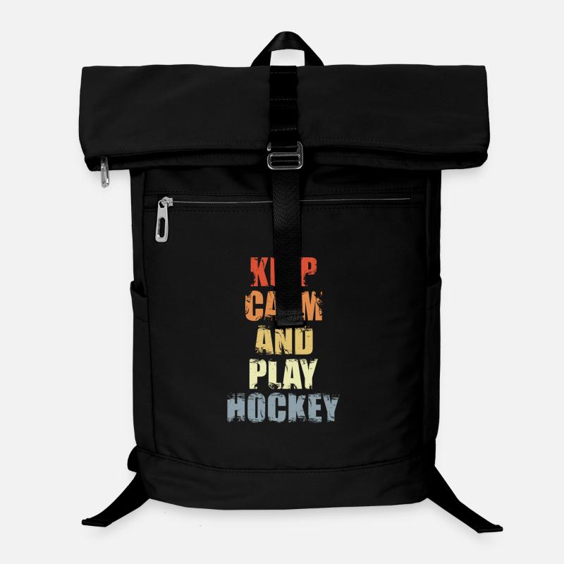 Bleib ruhig und spiel Eishockey Laptop-Rucksack 