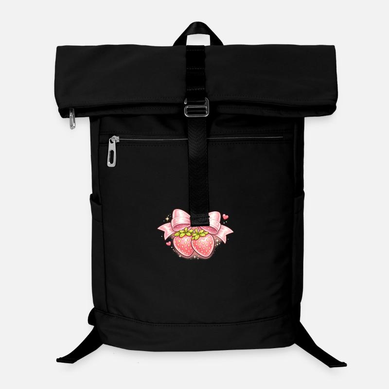 Tender strawberries with pink bow - Laptop Backpack - black