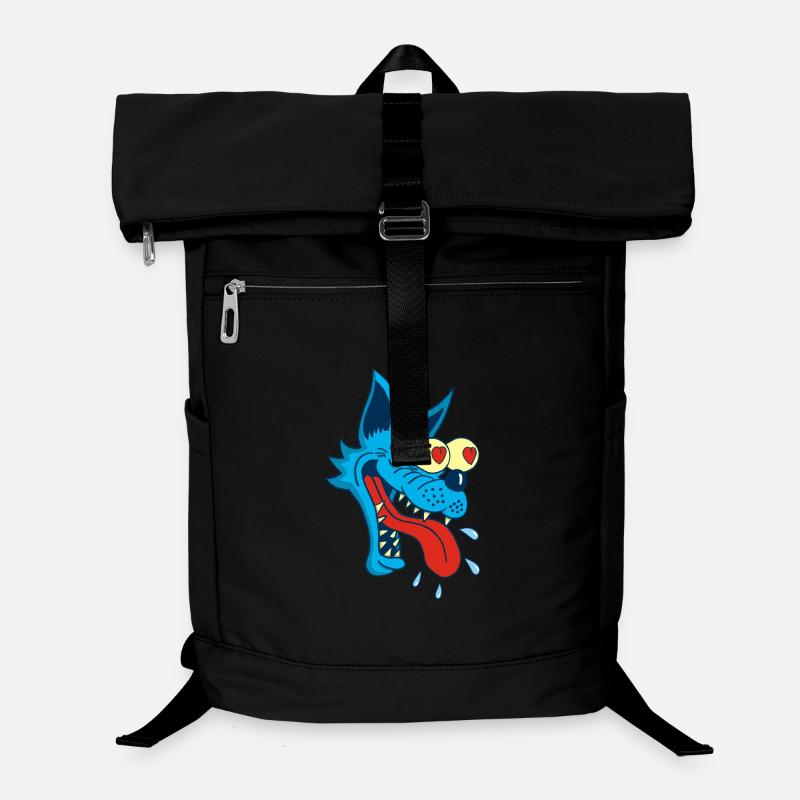 Karikatur Wolf in Liebe Laptop-Rucksack 