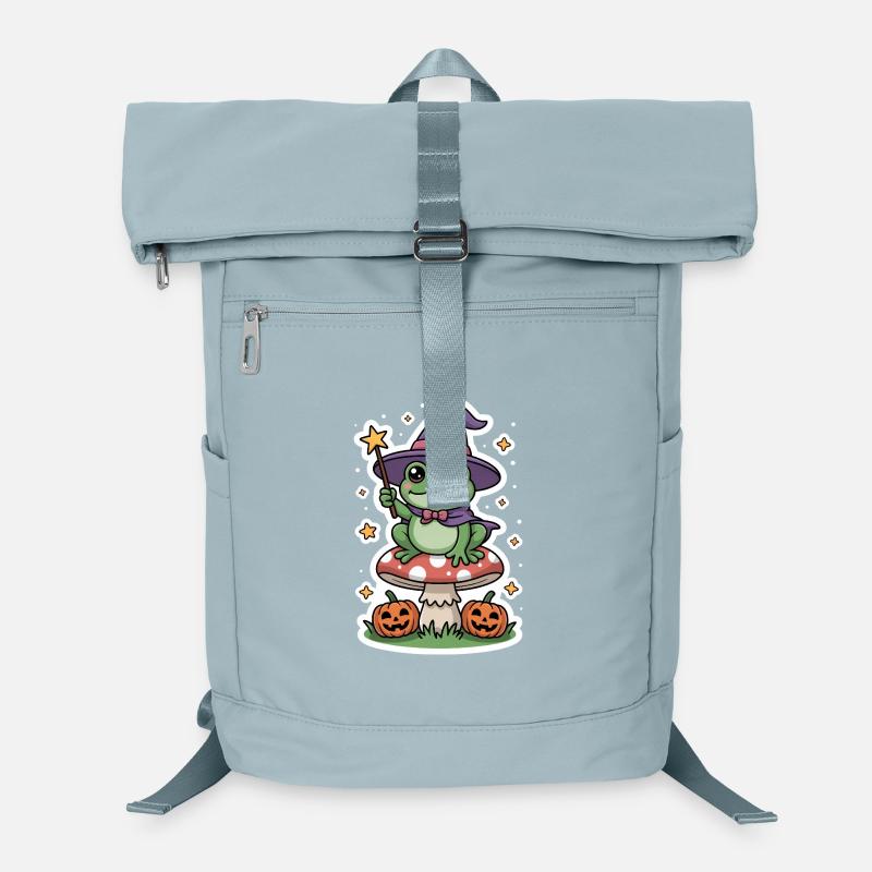 Halloween witch frog on fly agaric with pumpkin Laptop Backpack
