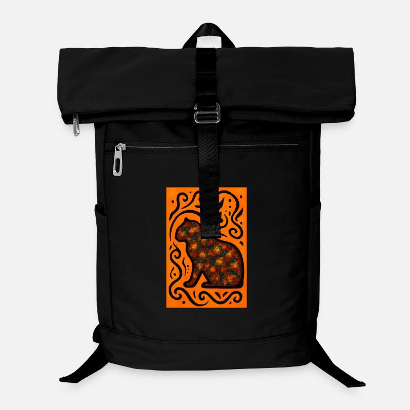 Chat Mystique Mandala Orange Sac à dos ordinateur