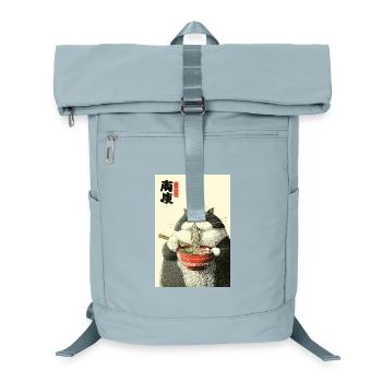 Mondbeschienene Katze schlürft Ramen - Laptop-Rucksack  - Eisblau - Vorne