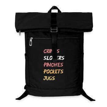 Aufzählung Klettergriffe retro Farben Schriftzug - Laptop-Rucksack  - Schwarz - Vorne
