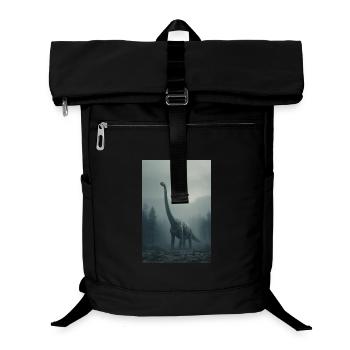 Dinosaur in Foggy Forest Dawn - Laptop Backpack - black - Front