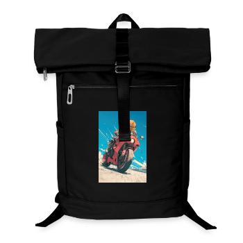 Crimson Moto Rider auf Blue Sky - Laptop-Rucksack  - Schwarz - Vorne
