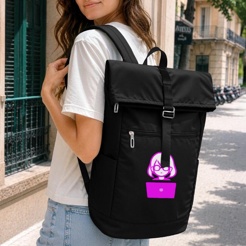 Woman with Computer Programmer Coder Laptop Backpack