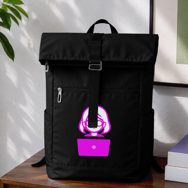 Woman with Computer Programmer Coder Laptop Backpack