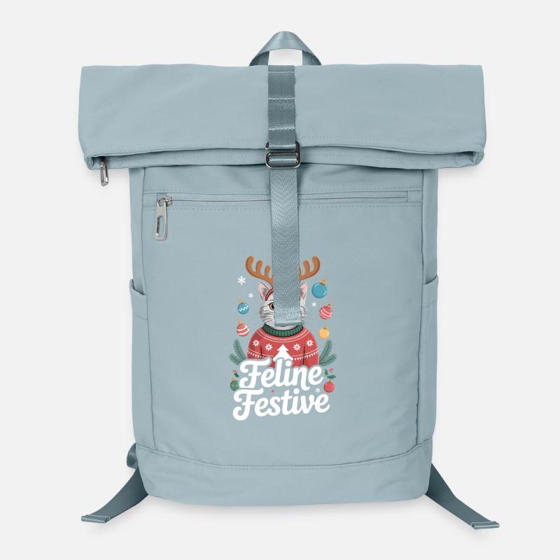 Félin Festif Noël Chat Renne Bois Sac à dos ordinateur