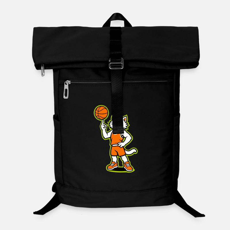 Basketball-Katzen-Maskottchen in Orange Laptop-Rucksack 