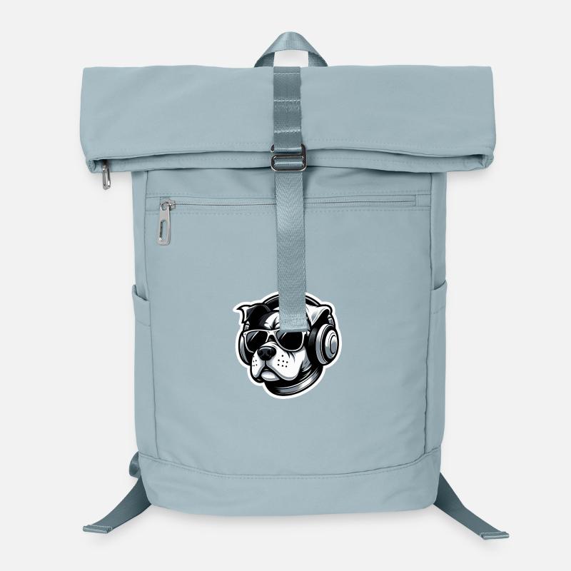Hund Bulldogge Kopfhörer Brille Laptop-Rucksack 