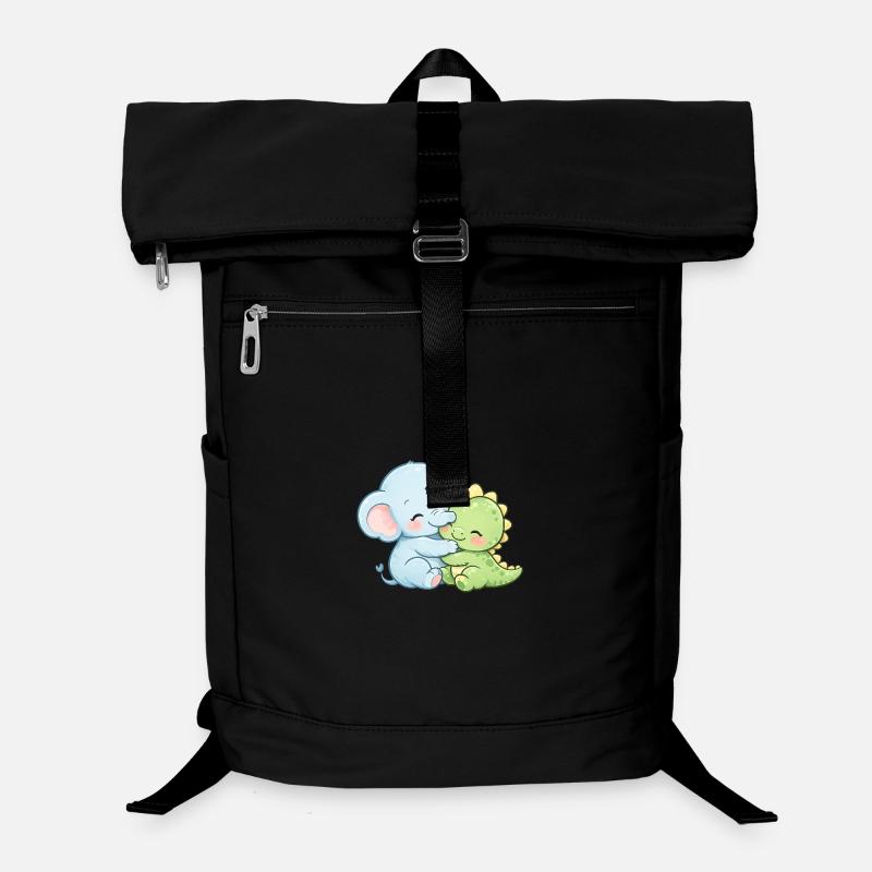 Best Friends Forever – Cute Elephant & Dino - Laptop Backpack - black
