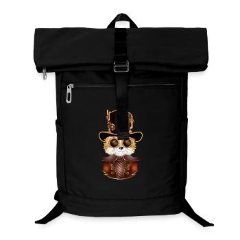 Renard steampunk avec chapeau cylindre antique et lunettes - Sac à dos ordinateur - noir - Devant