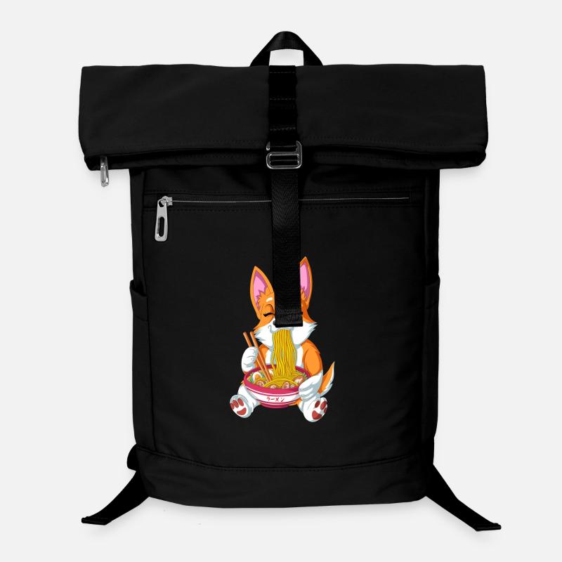 Corgi mignon dégustant des ramen Sac à dos ordinateur