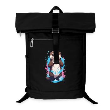 Cute Playful Otter Splash Joy - Laptop Backpack - black - Front