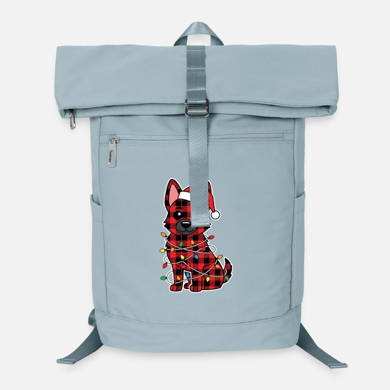 German Shepherd Dog Christmas Plaid Red Laptop Backpack