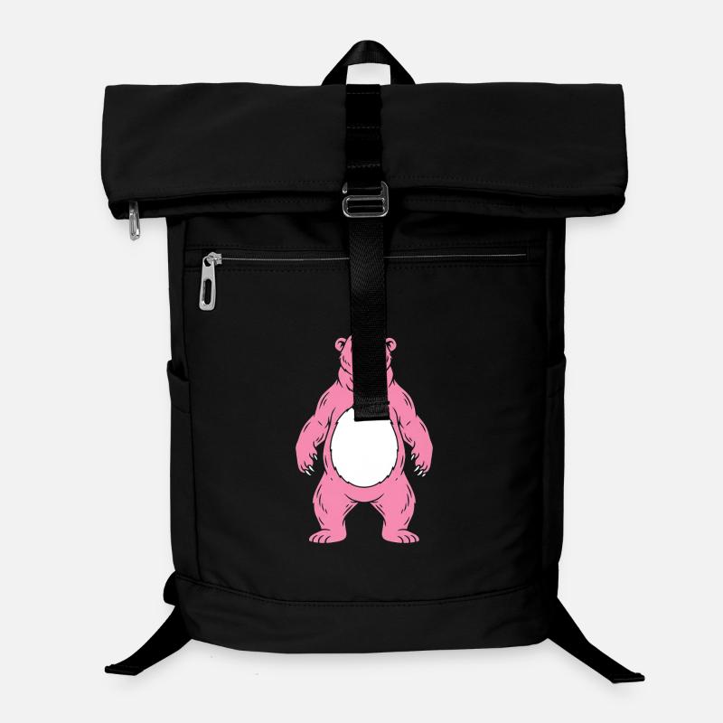 Ours rose rugit avec le ventre blanc Sac à dos ordinateur