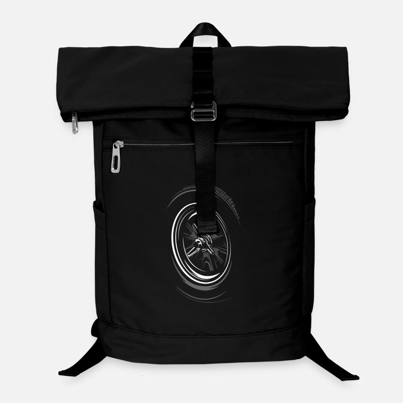 Vintage Racing Wheels Car Classic Rims Symbol - Laptop Backpack - black