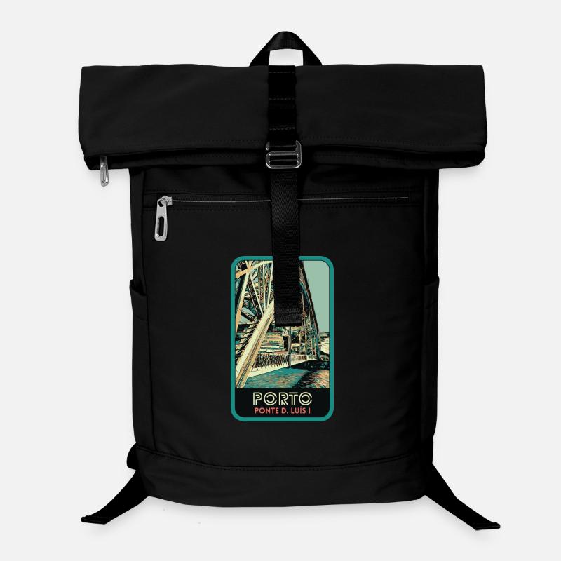 Illustration Porto mit der D. Luis-Brücke im Wappen Laptop-Rucksack 